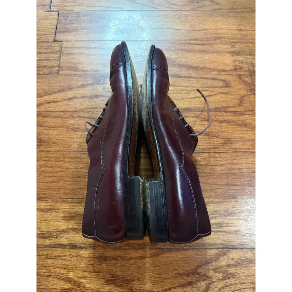 Santoni Classico Mens Burgundy Leather Cap Toe Whipstitch Oxford Shoes Size 11.5